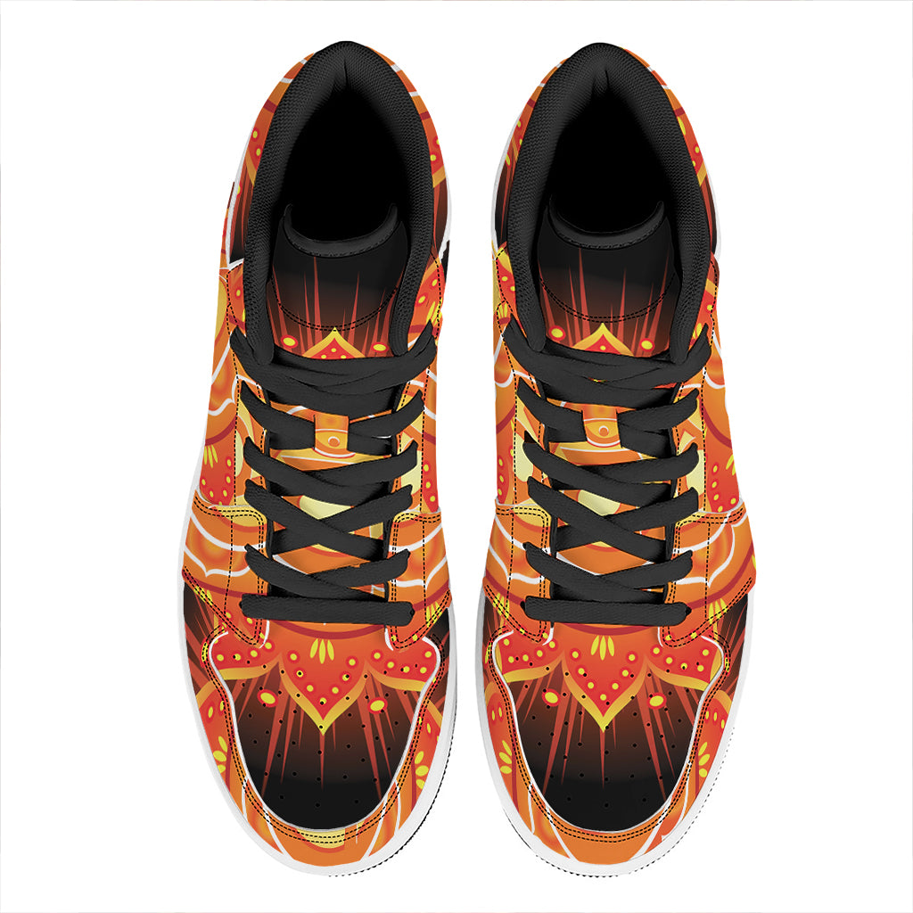 Swadhisthana Chakra Mandala Print High Top Leather Sneakers