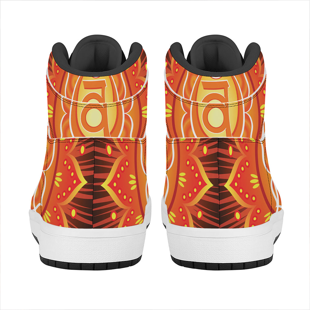 Swadhisthana Chakra Mandala Print High Top Leather Sneakers