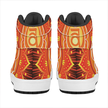 Swadhisthana Chakra Mandala Print High Top Leather Sneakers