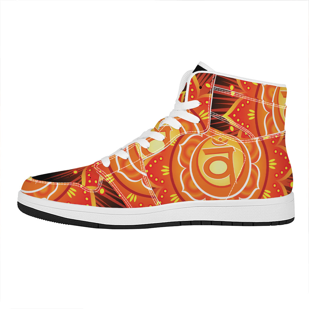 Swadhisthana Chakra Mandala Print High Top Leather Sneakers