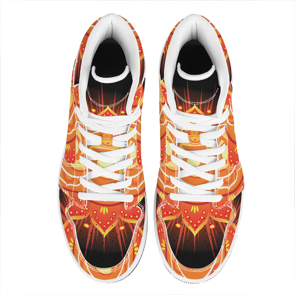 Swadhisthana Chakra Mandala Print High Top Leather Sneakers
