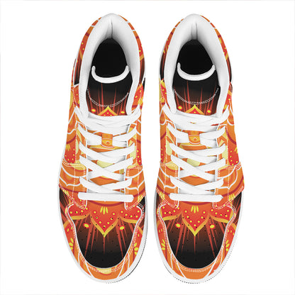 Swadhisthana Chakra Mandala Print High Top Leather Sneakers