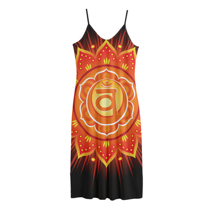 Swadhisthana Chakra Mandala Print Jersey Midi Cami Dress