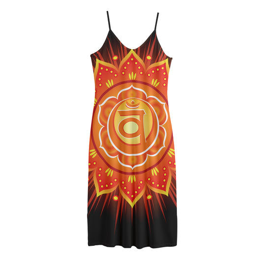 Swadhisthana Chakra Mandala Print Jersey Midi Cami Dress