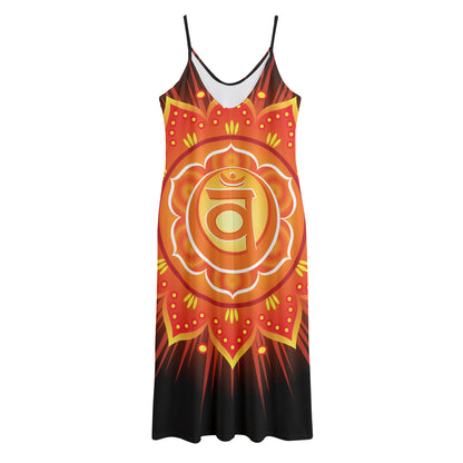 Swadhisthana Chakra Mandala Print Jersey Midi Cami Dress