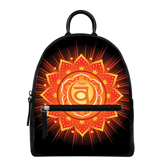 Swadhisthana Chakra Mandala Print Leather Backpack