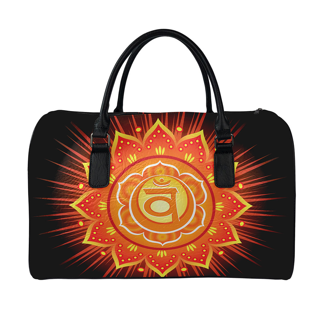 Swadhisthana Chakra Mandala Print Leather Duffle Bag