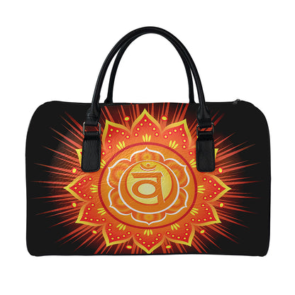 Swadhisthana Chakra Mandala Print Leather Duffle Bag