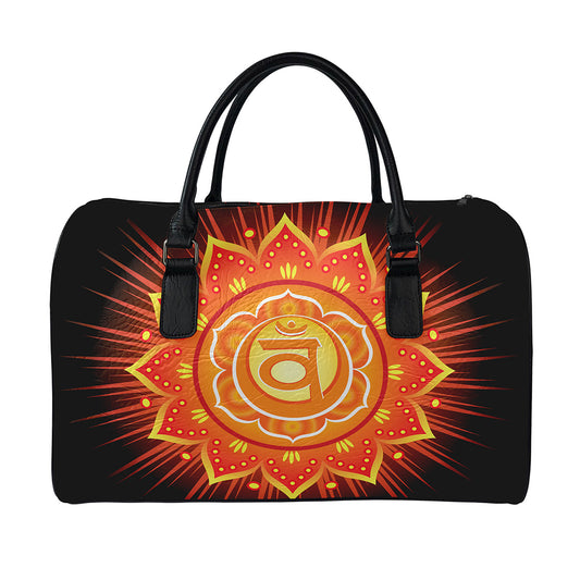 Swadhisthana Chakra Mandala Print Leather Duffle Bag