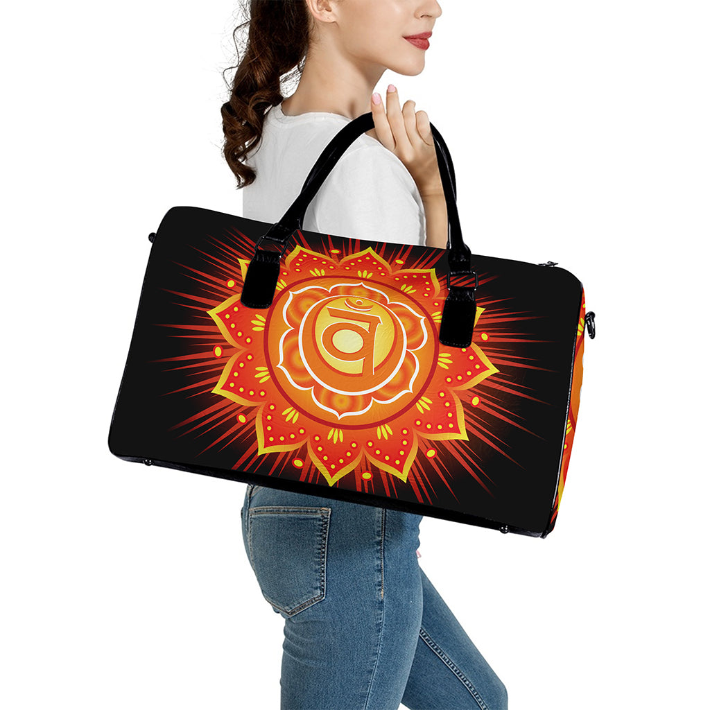 Swadhisthana Chakra Mandala Print Leather Duffle Bag