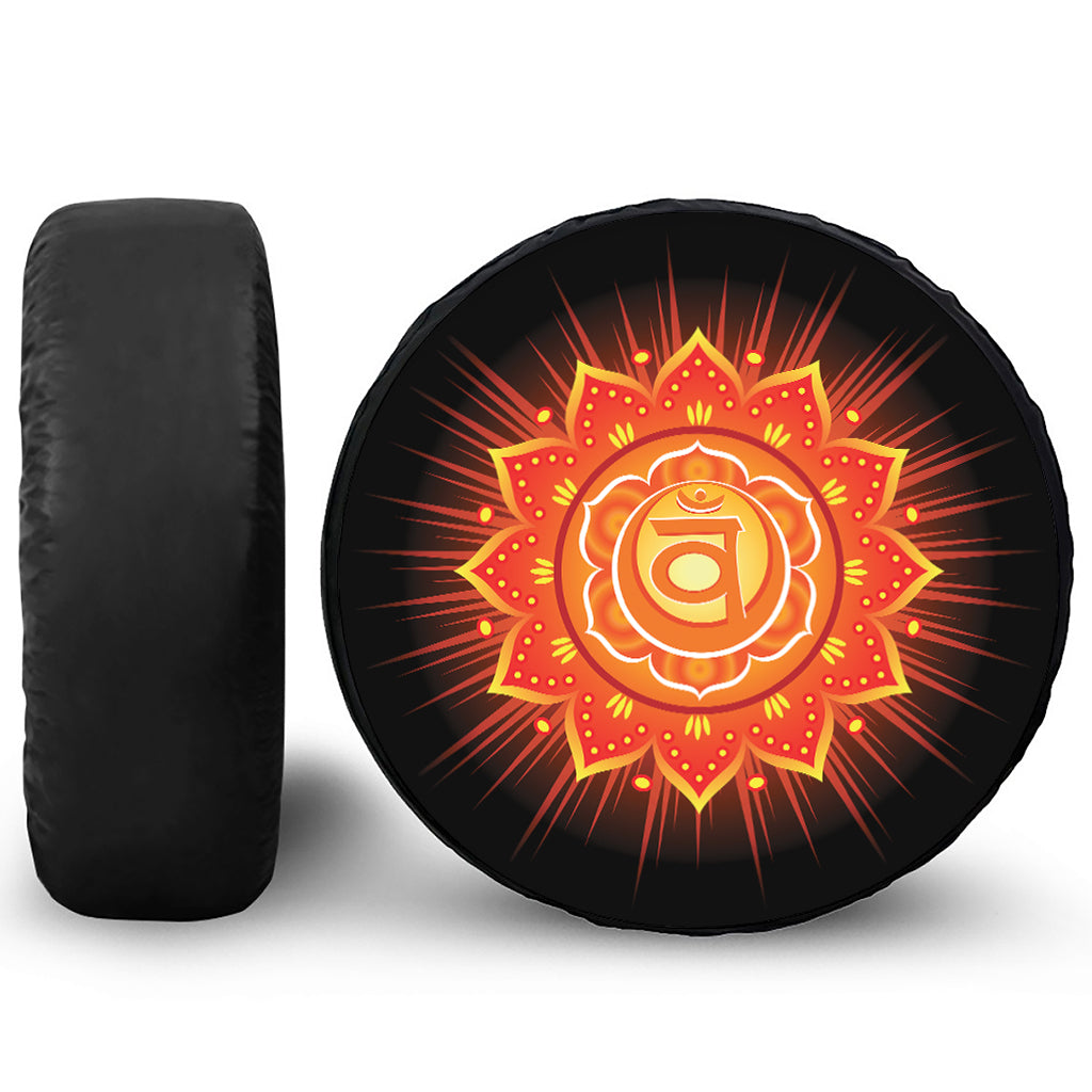 Swadhisthana Chakra Mandala Print Leather Spare Tire Cover