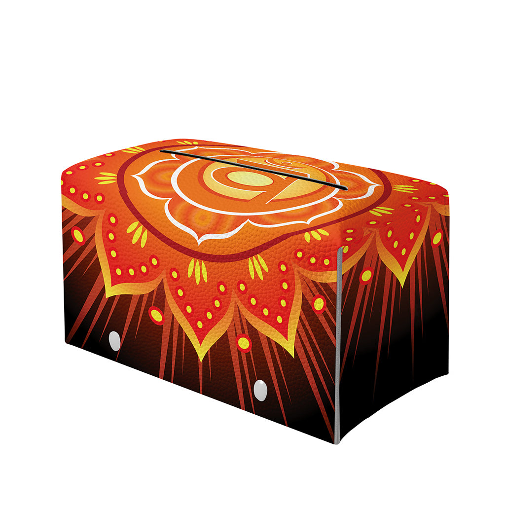 Swadhisthana Chakra Mandala Print Leather Tissue Box Cover