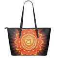 Swadhisthana Chakra Mandala Print Leather Tote Bag With Zipper