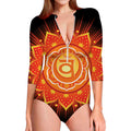 Swadhisthana Chakra Mandala Print Long Sleeve Swimsuit