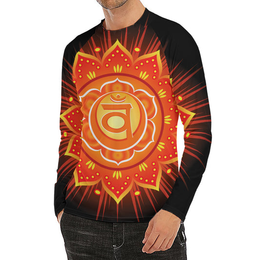 Swadhisthana Chakra Mandala Print Men's Long Sleeve Rash Guard