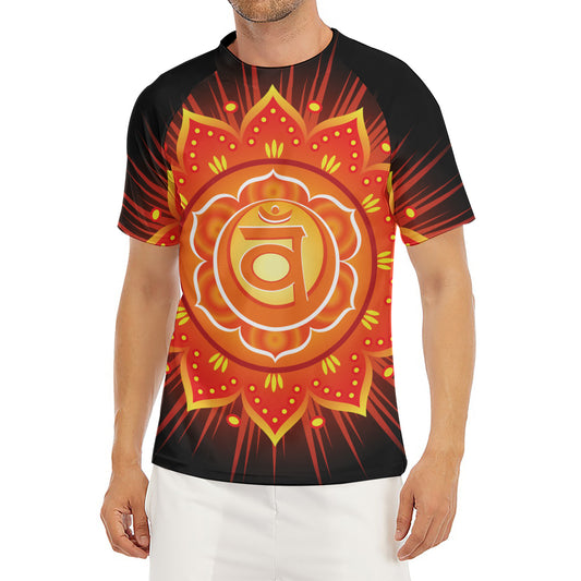 Swadhisthana Chakra Mandala Print Men's Short Sleeve Rash Guard