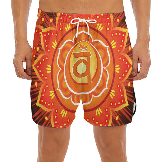 Swadhisthana Chakra Mandala Print Men's Split Running Shorts