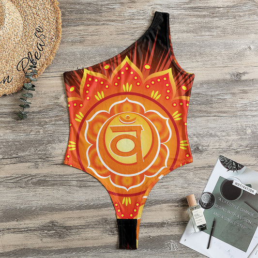 Swadhisthana Chakra Mandala Print One Shoulder Bodysuit