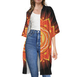 Swadhisthana Chakra Mandala Print Open Front Beach Cover Up