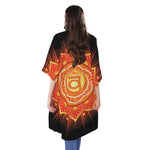Swadhisthana Chakra Mandala Print Open Front Beach Cover Up