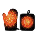 Swadhisthana Chakra Mandala Print Oven Mitt And Pot Holder Set