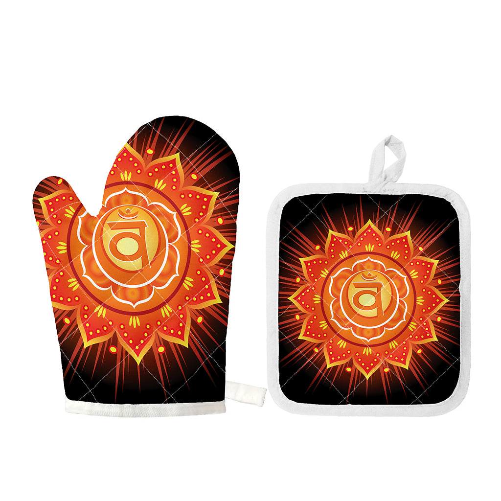 Swadhisthana Chakra Mandala Print Oven Mitt And Pot Holder Set