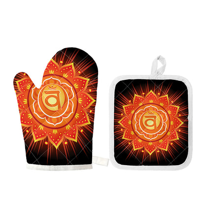Swadhisthana Chakra Mandala Print Oven Mitt And Pot Holder Set