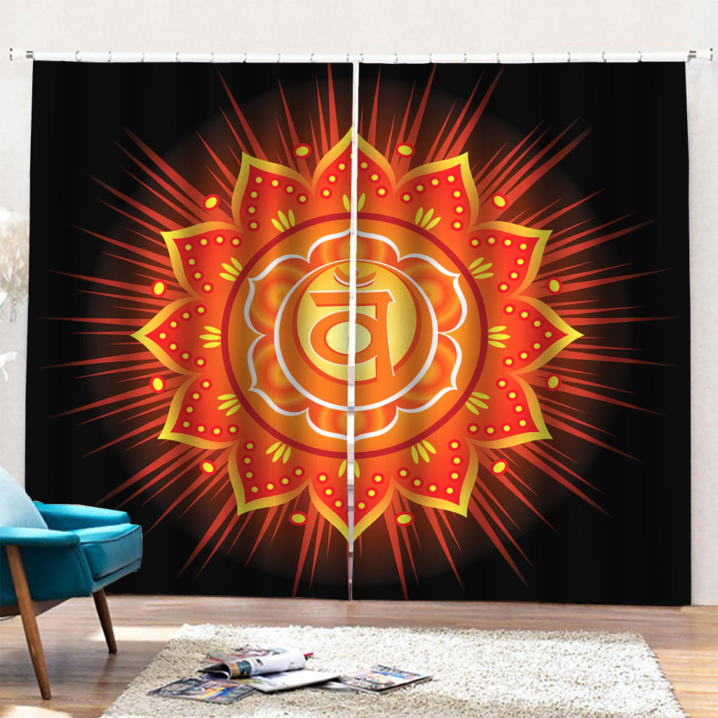 Swadhisthana Chakra Mandala Print Pencil Pleat Curtains