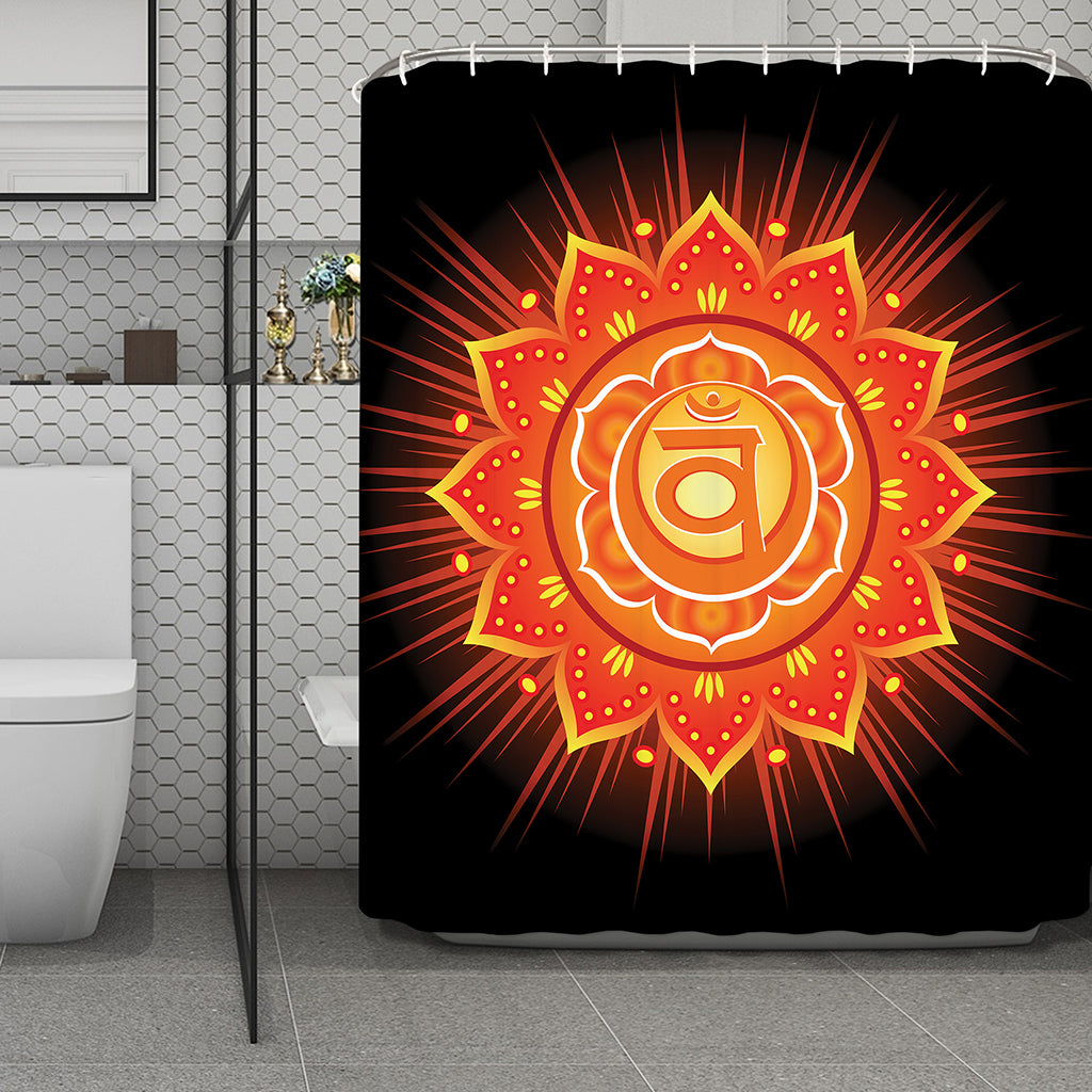 Swadhisthana Chakra Mandala Print Polyester Shower Curtain