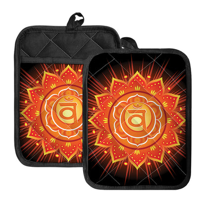 Swadhisthana Chakra Mandala Print Pot Holders With Pocket