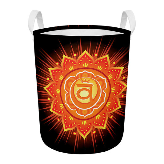 Swadhisthana Chakra Mandala Print Round Laundry Basket