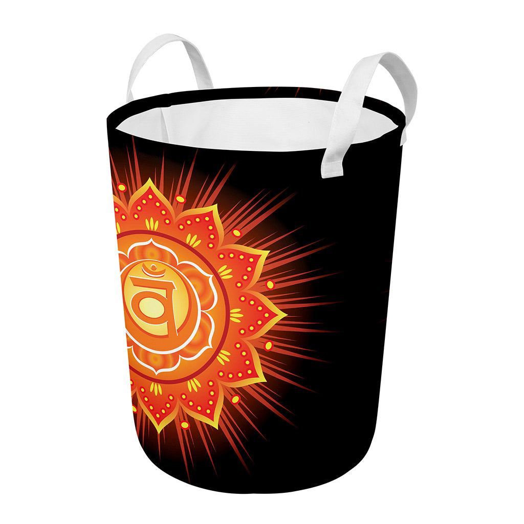 Swadhisthana Chakra Mandala Print Round Laundry Basket