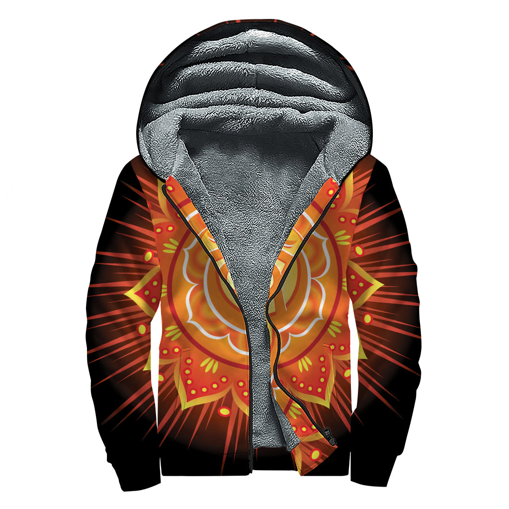 Swadhisthana Chakra Mandala Print Sherpa Lined Zip Up Hoodie