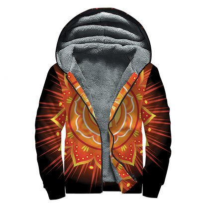 Swadhisthana Chakra Mandala Print Sherpa Lined Zip Up Hoodie