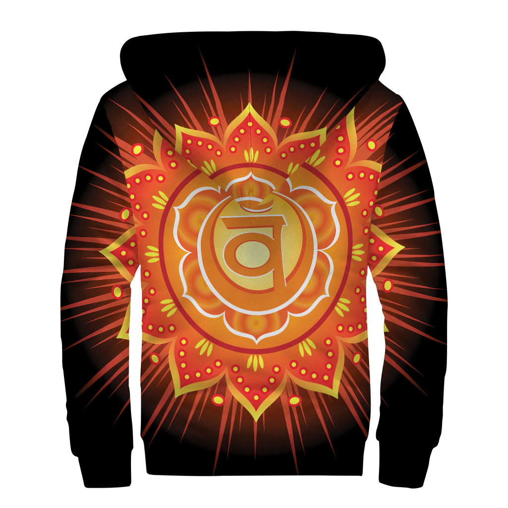 Swadhisthana Chakra Mandala Print Sherpa Lined Zip Up Hoodie
