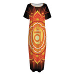 Swadhisthana Chakra Mandala Print Short Sleeve Long Nightdress