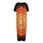 Swadhisthana Chakra Mandala Print Short Sleeve Long Nightdress