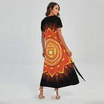 Swadhisthana Chakra Mandala Print Short Sleeve Maxi Dress