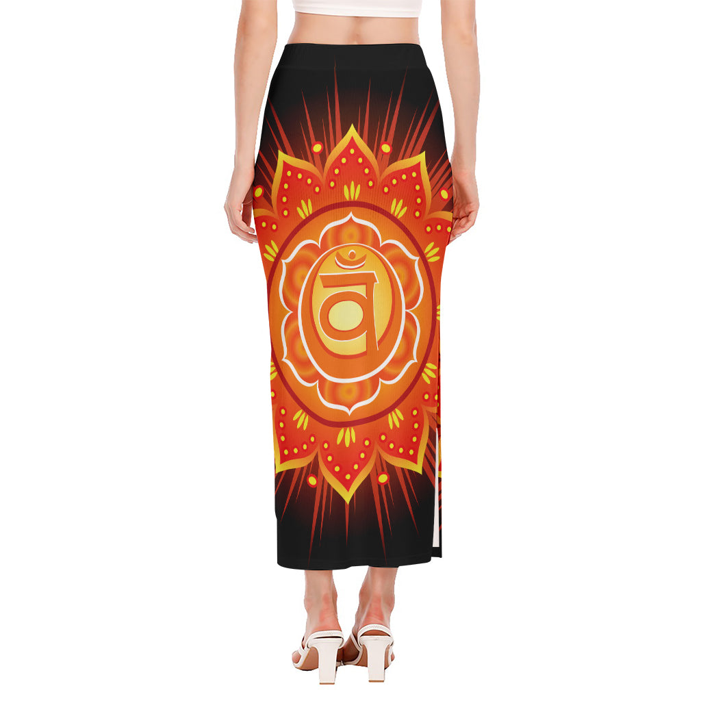 Swadhisthana Chakra Mandala Print Side Slit Maxi Skirt