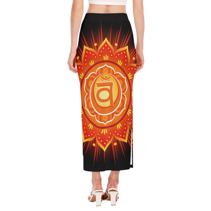 Swadhisthana Chakra Mandala Print Side Slit Maxi Skirt