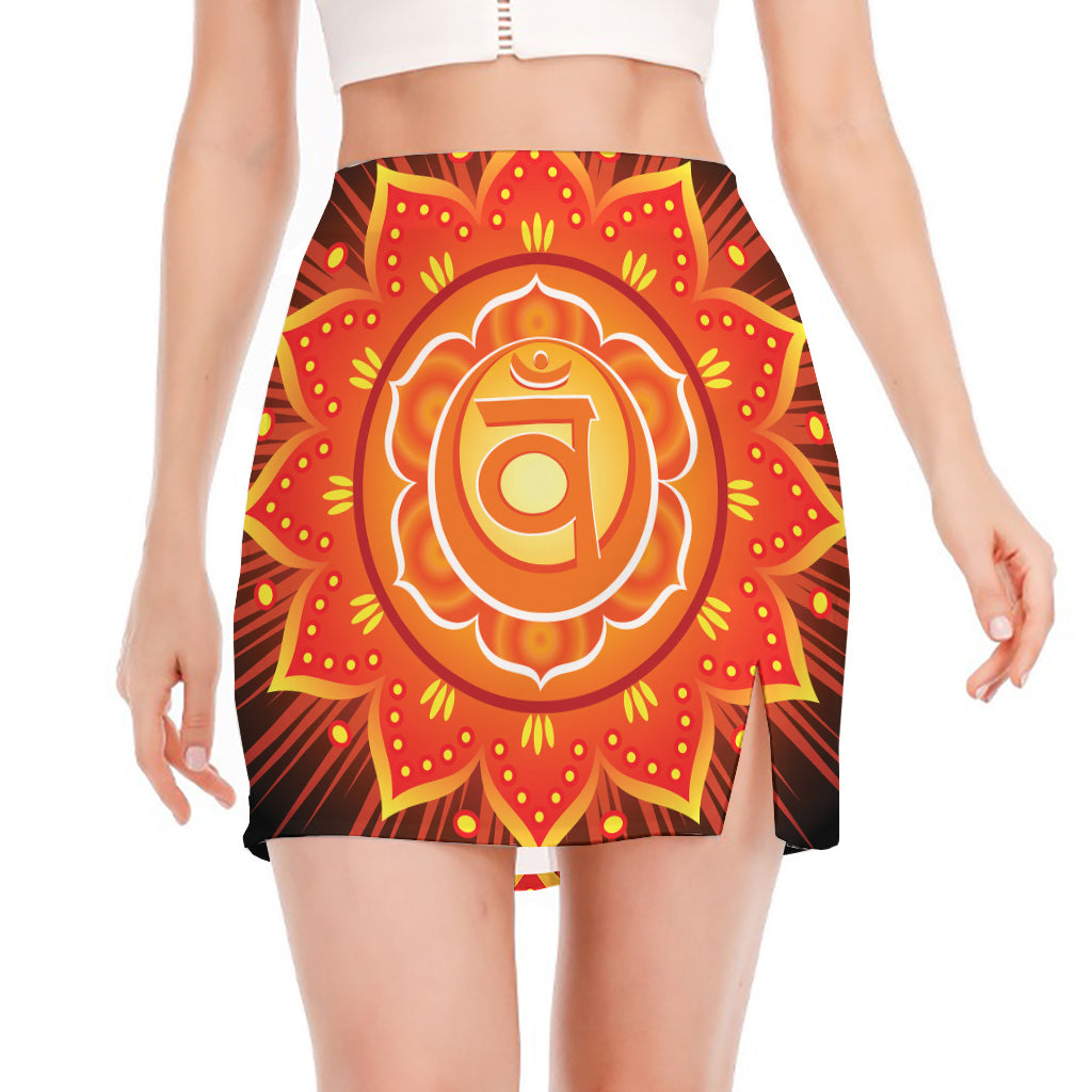 Swadhisthana Chakra Mandala Print Side Slit Mini Skirt