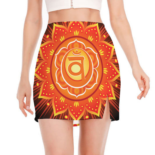 Swadhisthana Chakra Mandala Print Side Slit Mini Skirt