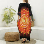 Swadhisthana Chakra Mandala Print Silk V-Neck Kaftan Dress