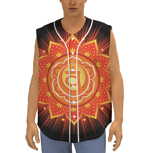 Swadhisthana Chakra Mandala Print Sleeveless Baseball Jersey