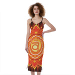 Swadhisthana Chakra Mandala Print Slim Fit Midi Cami Dress
