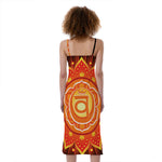 Swadhisthana Chakra Mandala Print Slim Fit Midi Cami Dress