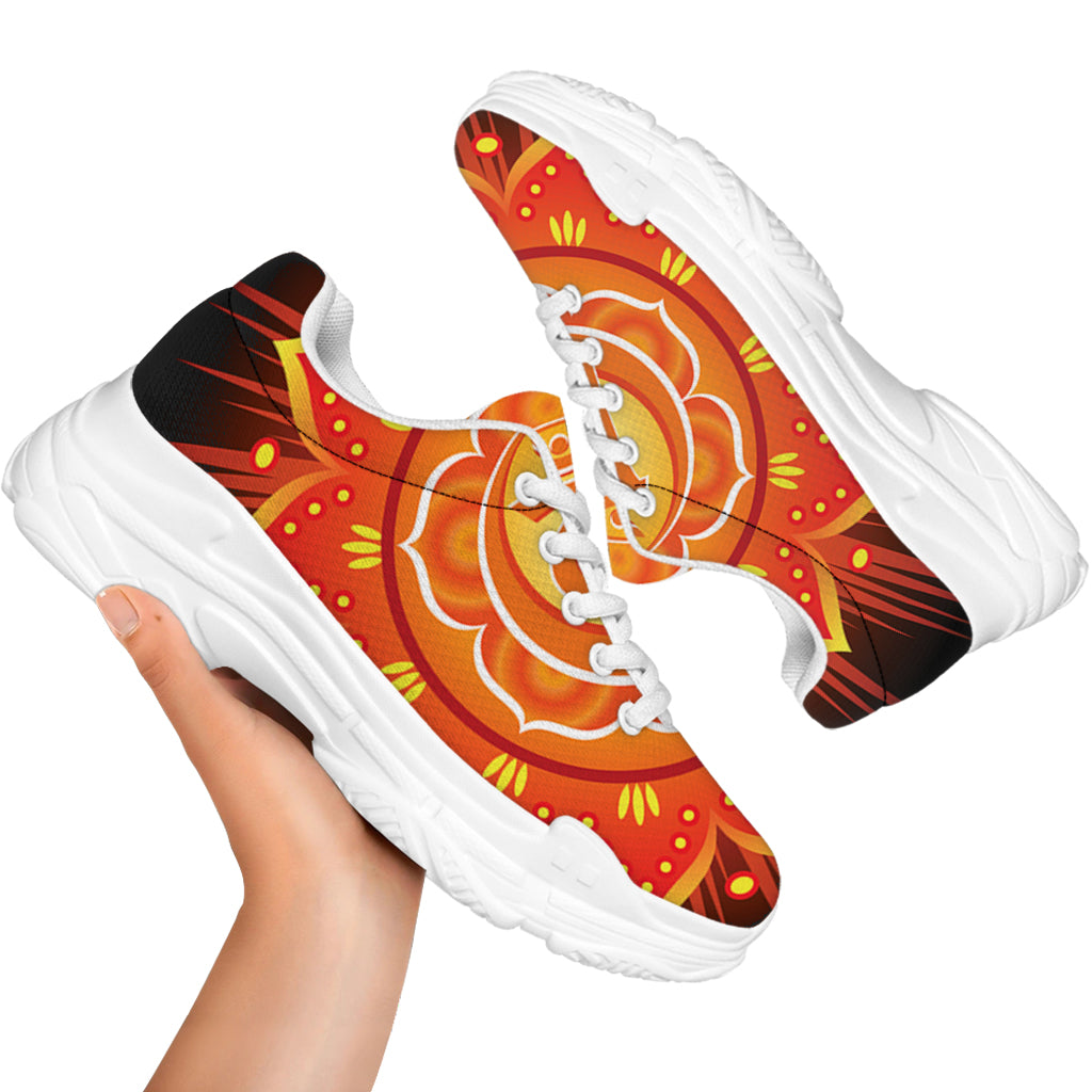 Swadhisthana Chakra Mandala Print White Chunky Shoes
