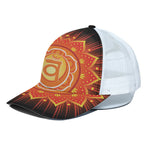 Swadhisthana Chakra Mandala Print White Mesh Trucker Cap