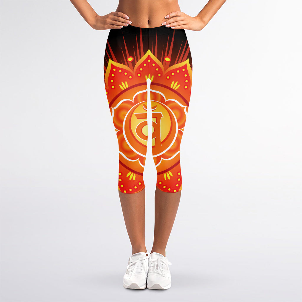 Swadhisthana Chakra Mandala Print Women's Capri Leggings