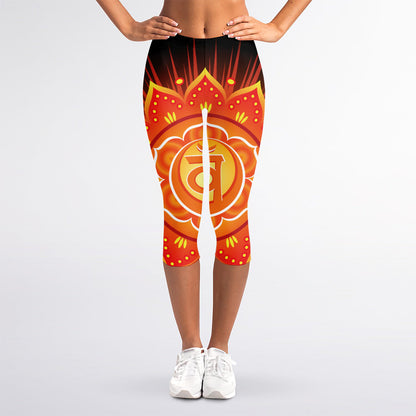 Swadhisthana Chakra Mandala Print Women's Capri Leggings